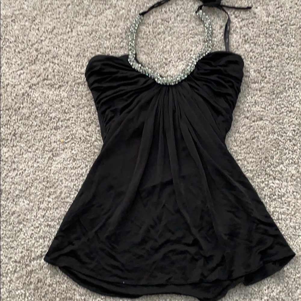 COPY - Black crystal halter top size xs